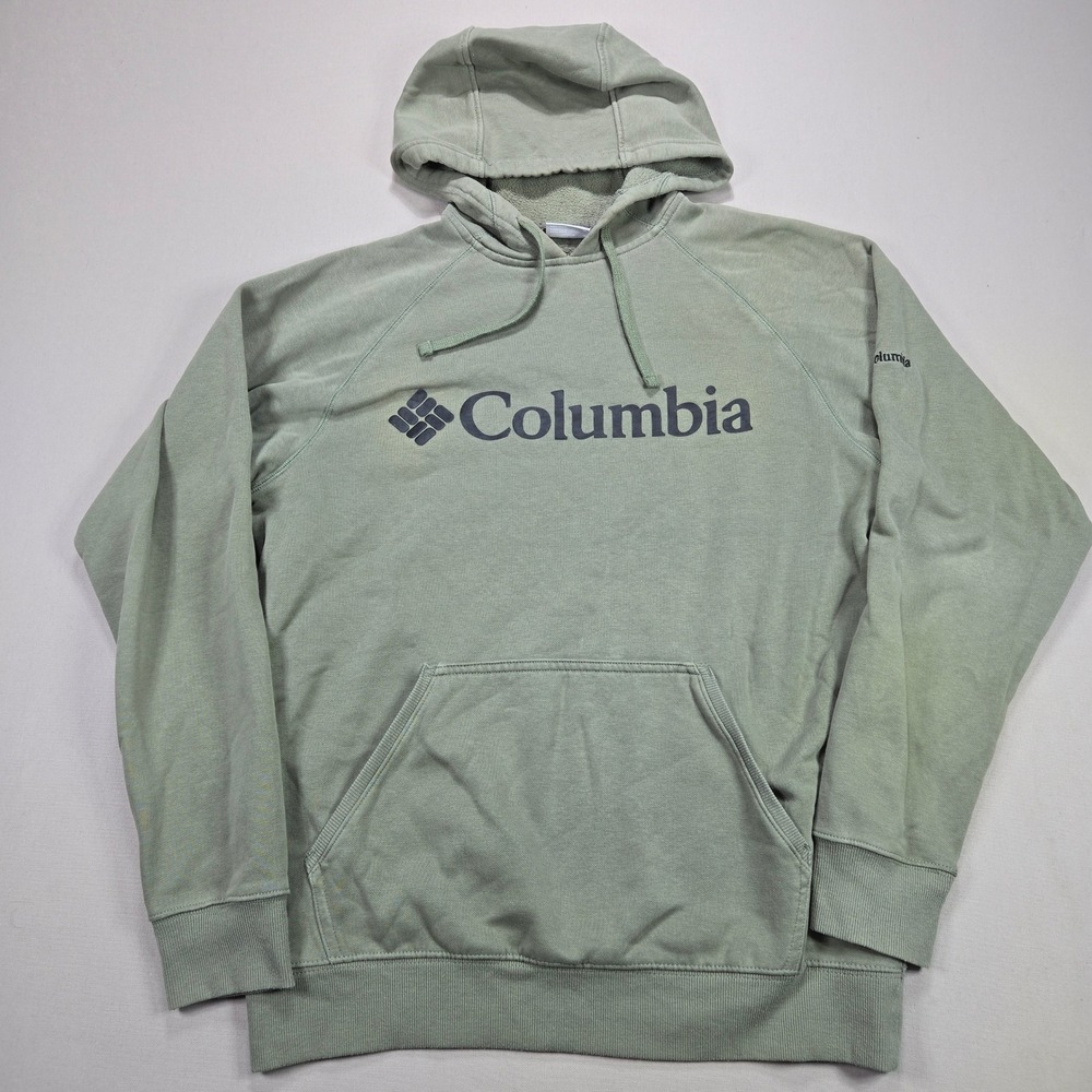 Columbia Sportswear Mens Medium Sage Green Logo Pullover Hoodie XM0445‎